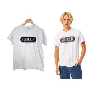 Gildan T-Shirt Men Medium Colorado Skateboarding Society Cotton White Black Tee
